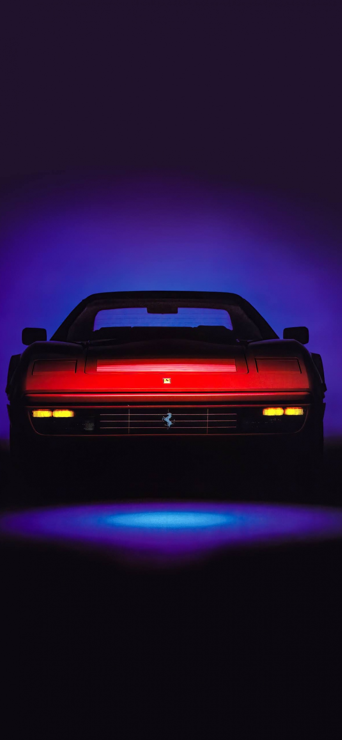 1980s, Ferrari, Vaporwave, Ferrari Testarossa Red, Sports Car. Wallpaper in 1125x2436 Resolution
