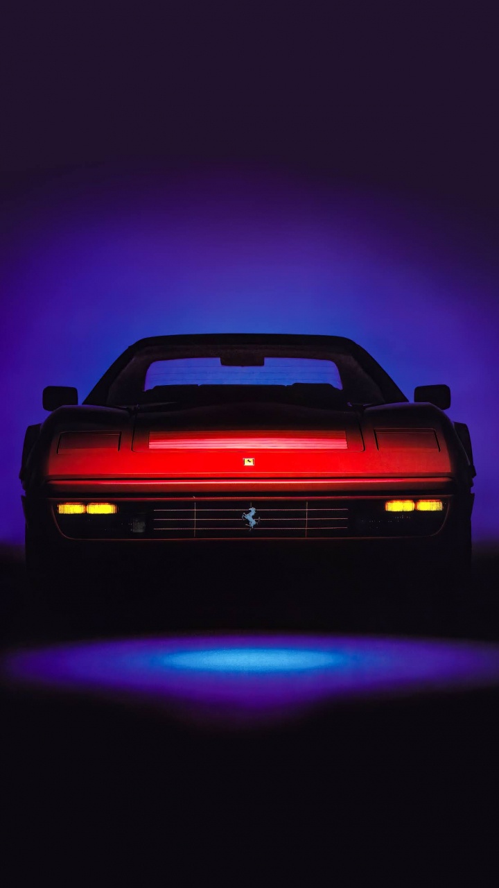 1980s, Ferrari, Vaporwave, Ferrari Testarossa Red, Sports Car. Wallpaper in 720x1280 Resolution