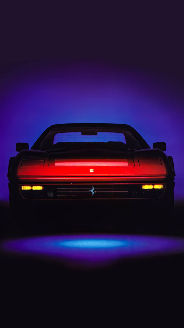 1980s, Ferrari, Vaporwave, Ferrari Testarossa Red, Sports Car. Wallpaper in 750x1334 Resolution