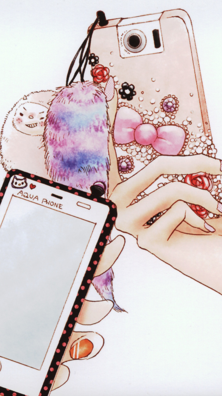 Mujer Sosteniendo Iphone 6 Con Funda Blanca y Rosa. Wallpaper in 750x1334 Resolution