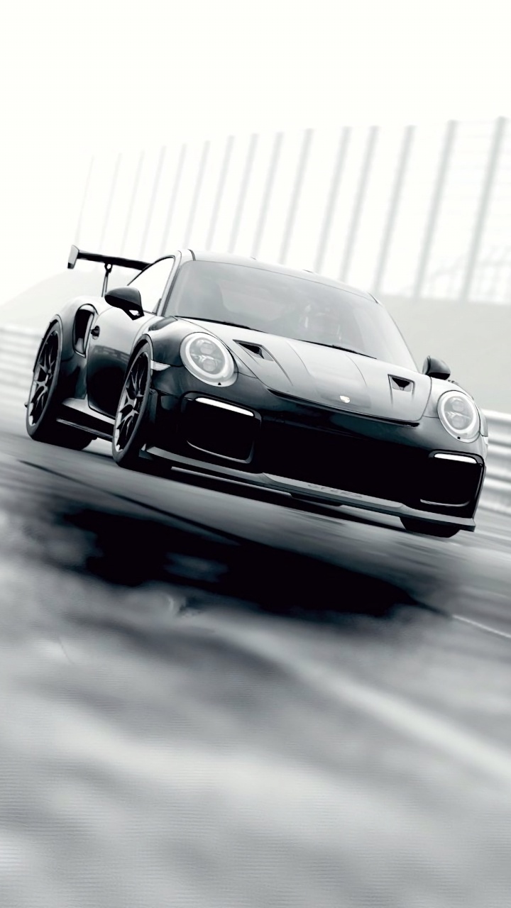 White and Black Porsche 911 on Road. Wallpaper in 720x1280 Resolution