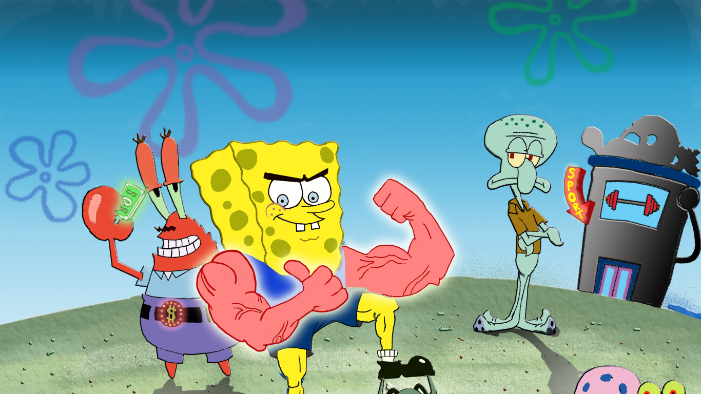 Spongebob Squarepants and Patrick Star. Wallpaper in 1366x768 Resolution