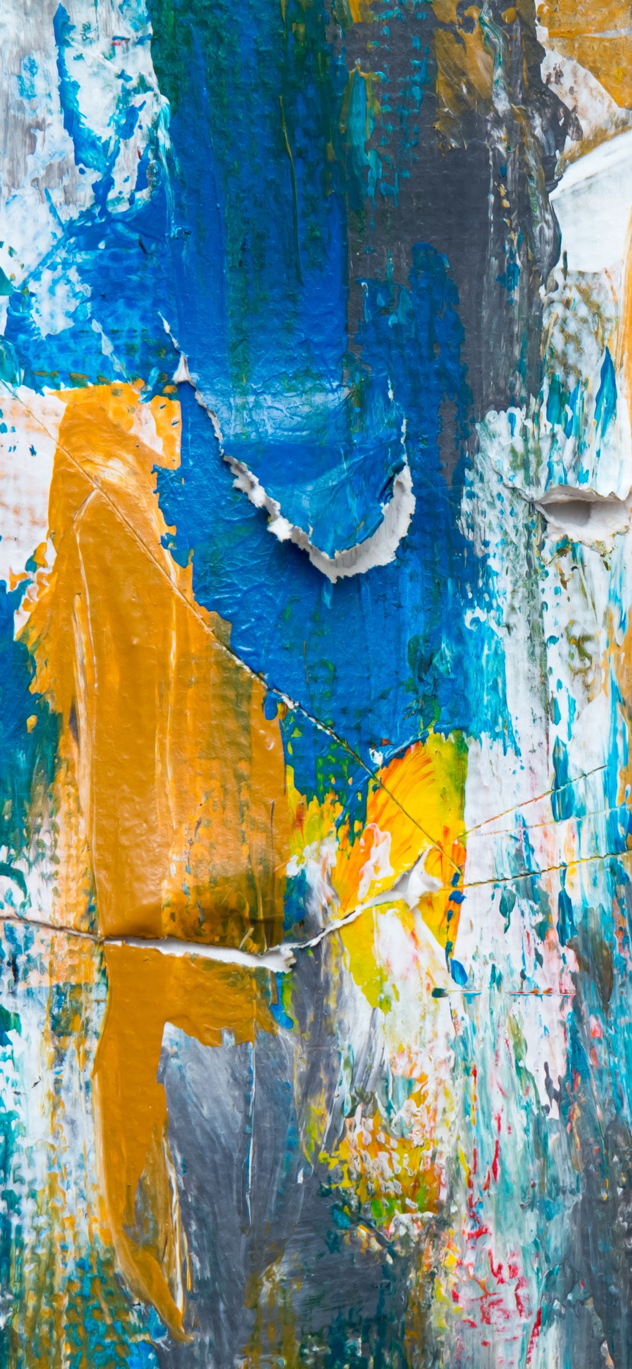 Pintura Abstracta Azul Rojo y Amarillo. Wallpaper in 1242x2688 Resolution