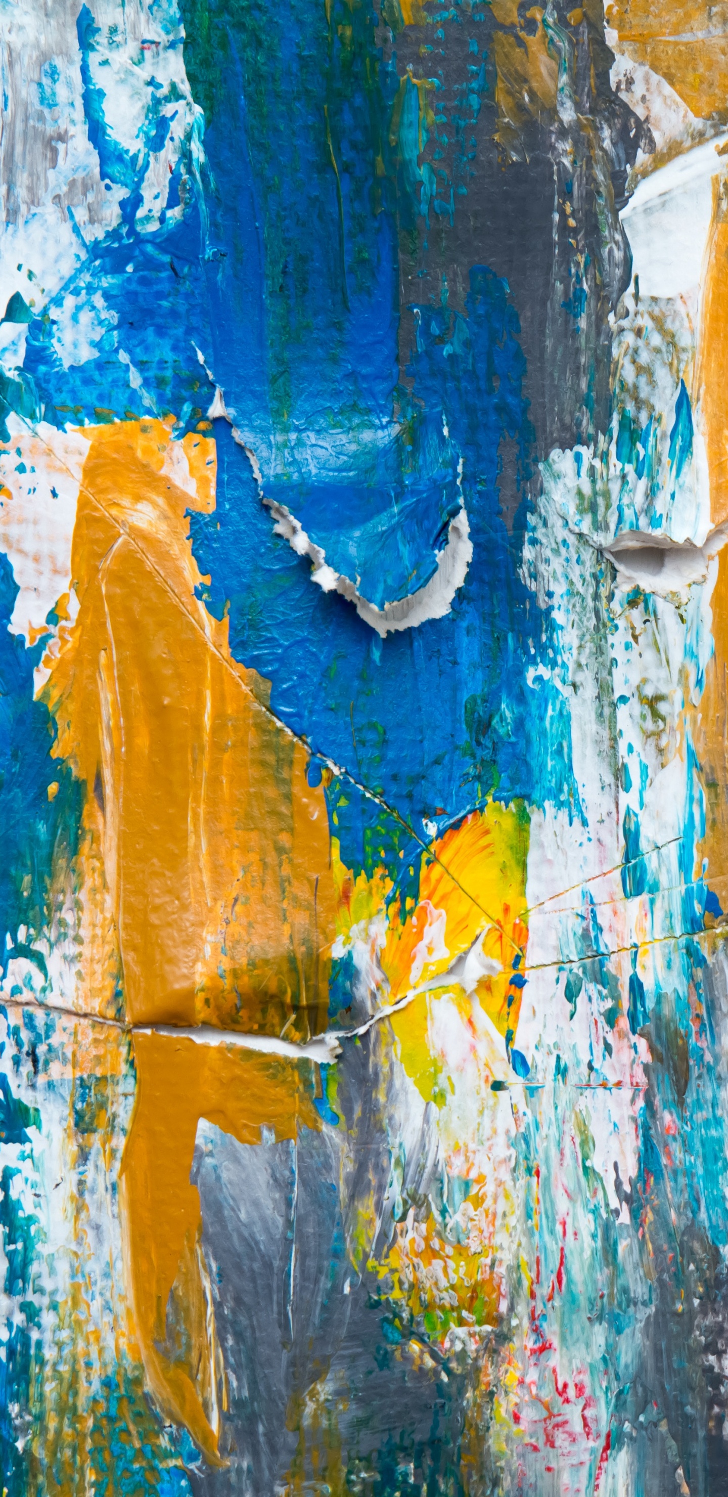 Pintura Abstracta Azul Rojo y Amarillo. Wallpaper in 1440x2960 Resolution