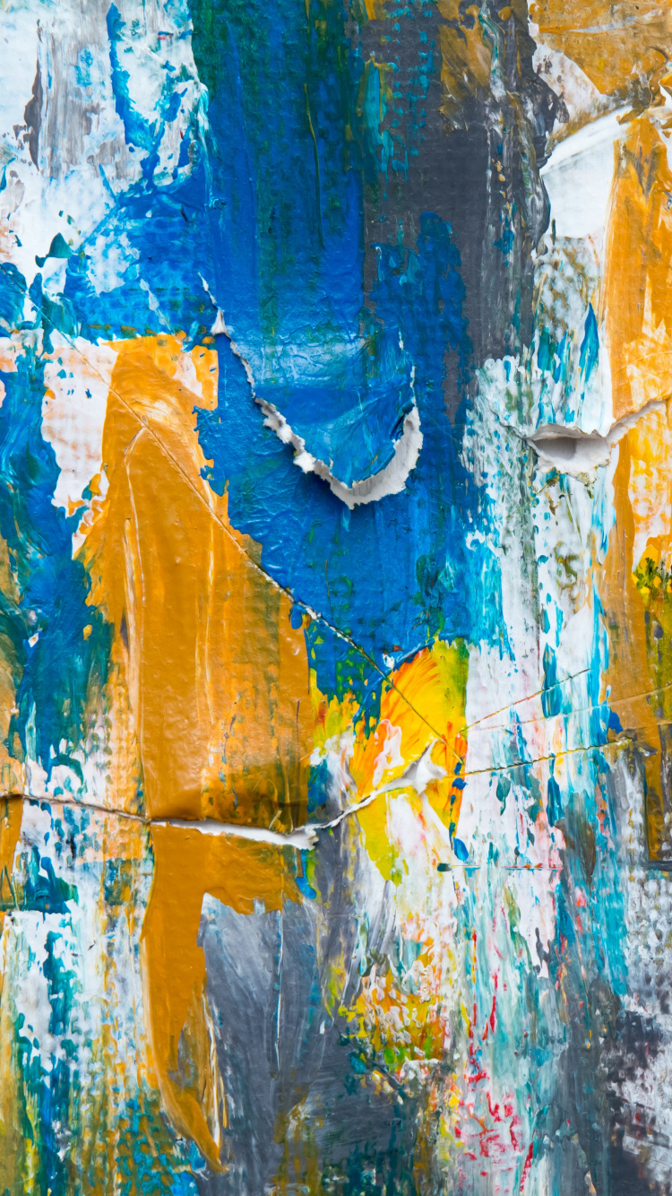 Pintura Abstracta Azul Rojo y Amarillo. Wallpaper in 750x1334 Resolution