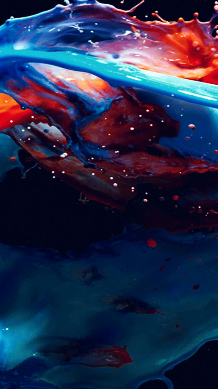 Peinture Abstraite Bleu Rouge et Blanc. Wallpaper in 750x1334 Resolution