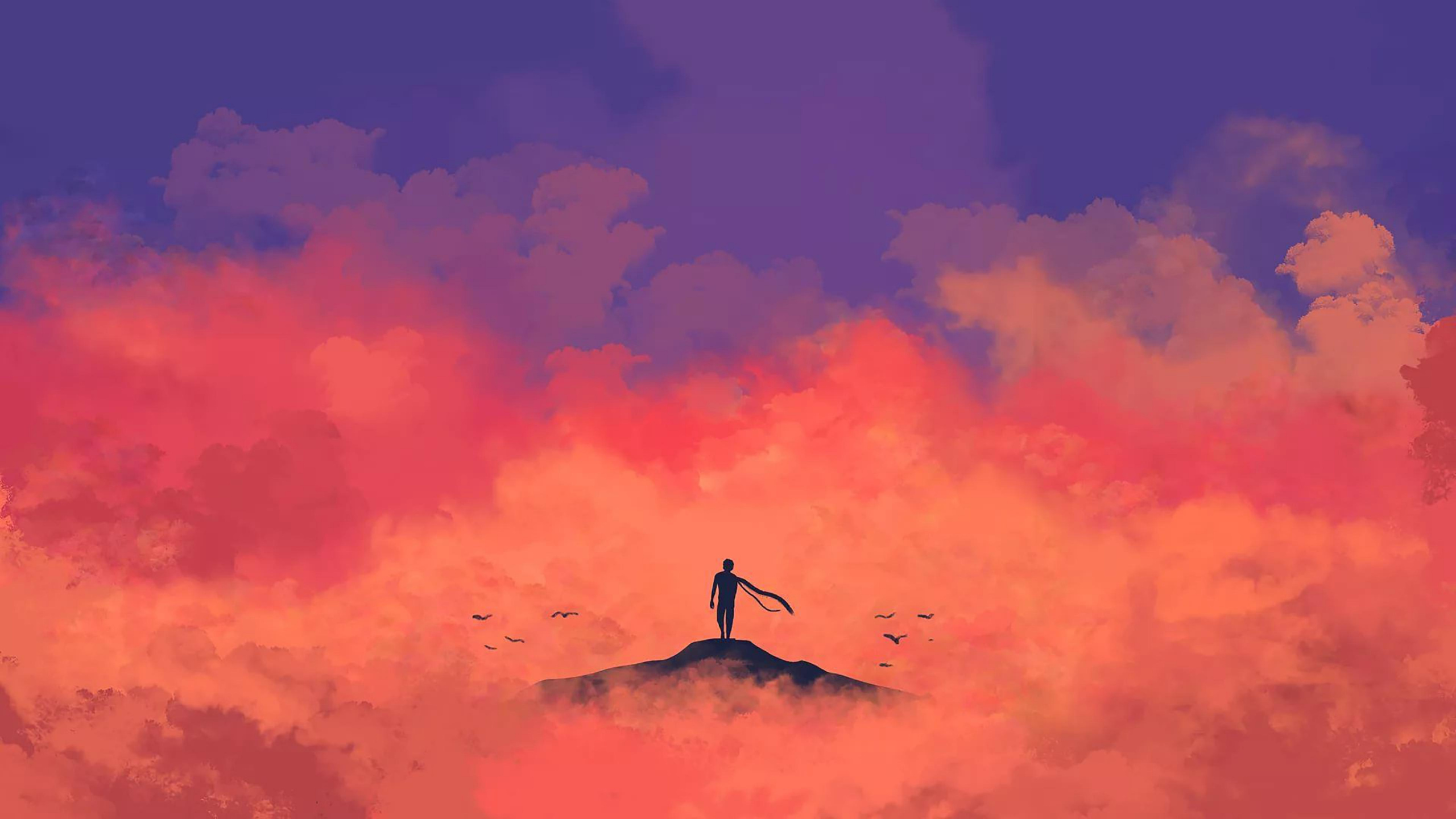 el Minimalismo, Anime, Ambiente, Naranja, Afterglow. Wallpaper in 2560x1440 Resolution