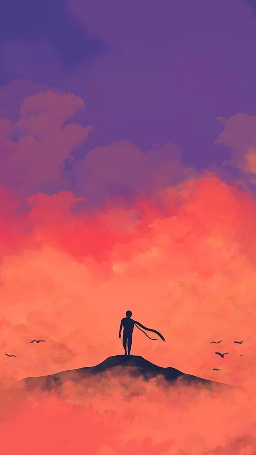 Minimalism, Anime, Cloud, Atmosphere, Orange. Wallpaper in 1080x1920 Resolution