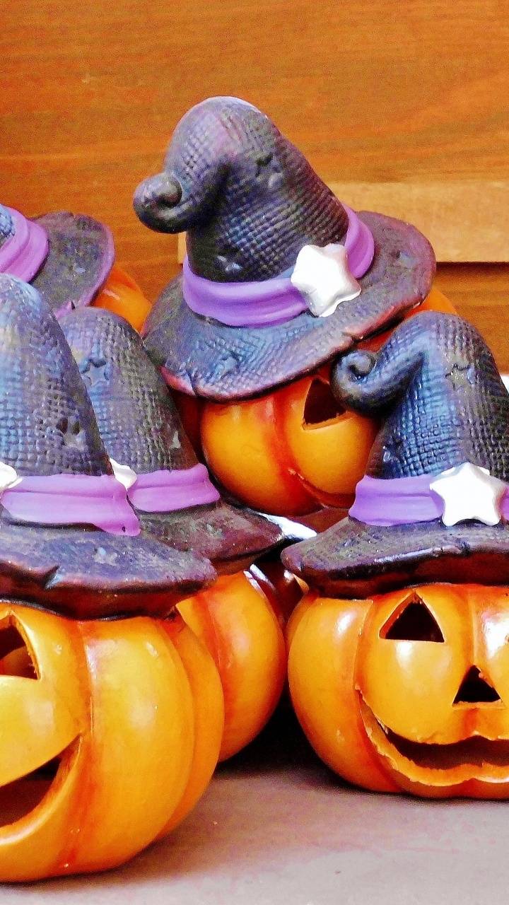 Halloween, Sourire, Citrouille, Purple, Orange. Wallpaper in 720x1280 Resolution