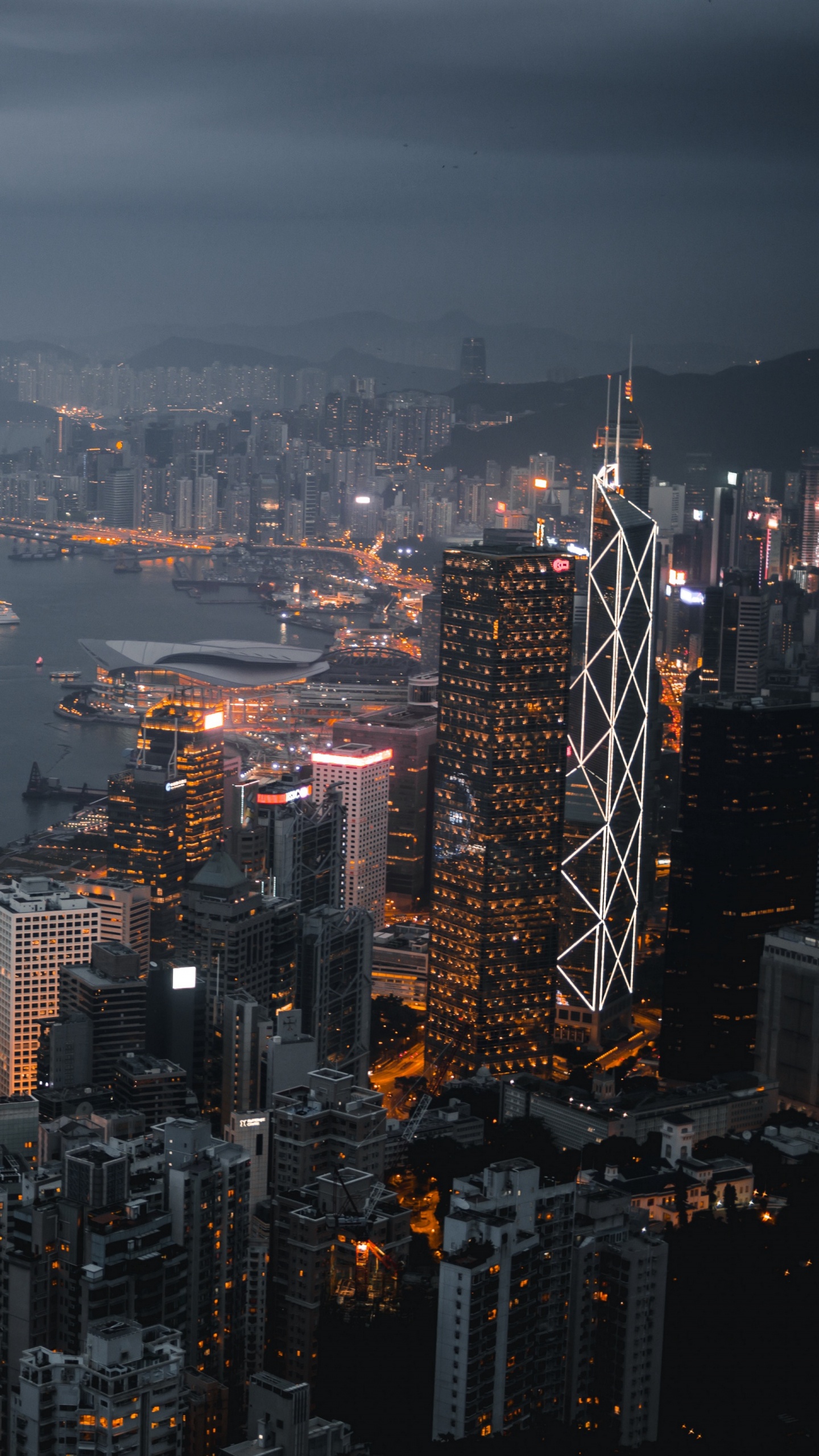 Aerial View of City Buildings During Night Time. Wallpaper in 1440x2560 Resolution