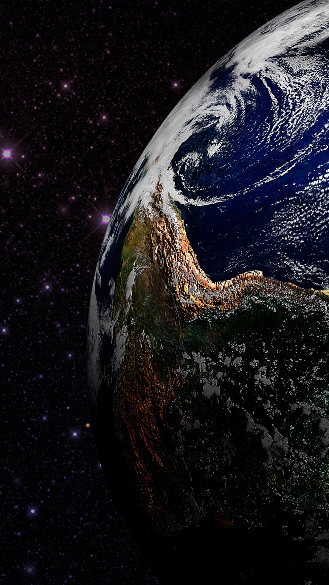 Blauer Und Schwarzer Planet Mit Sternen. Wallpaper in 1080x1920 Resolution