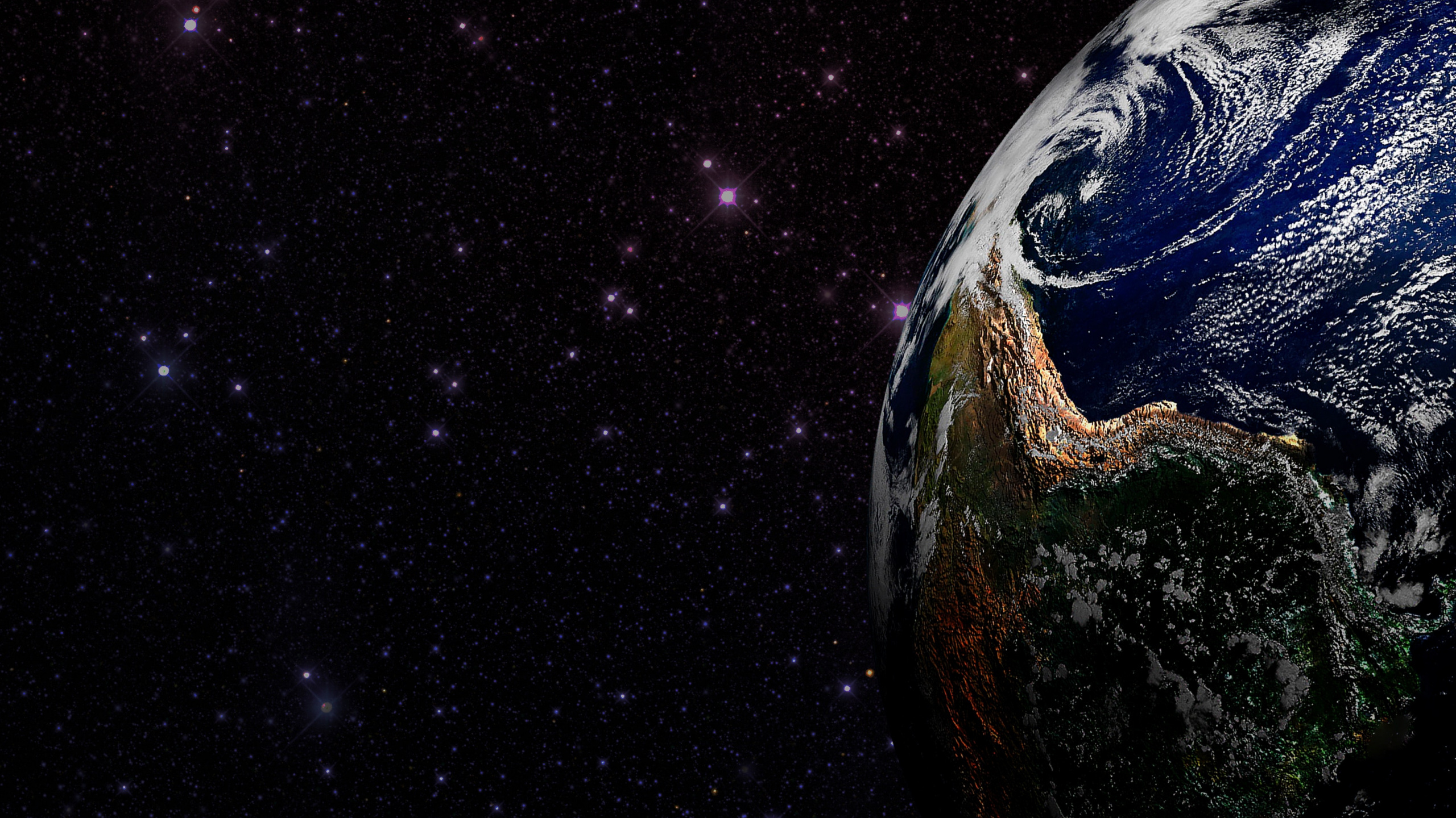 Planeta Azul y Negro Con Estrellas. Wallpaper in 2560x1440 Resolution