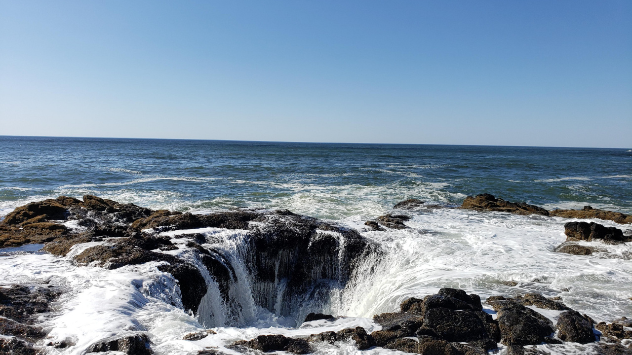 Sea, Cape Perpetua Scenic Area, Thors Well, Water, Fluid. Wallpaper in 1280x720 Resolution