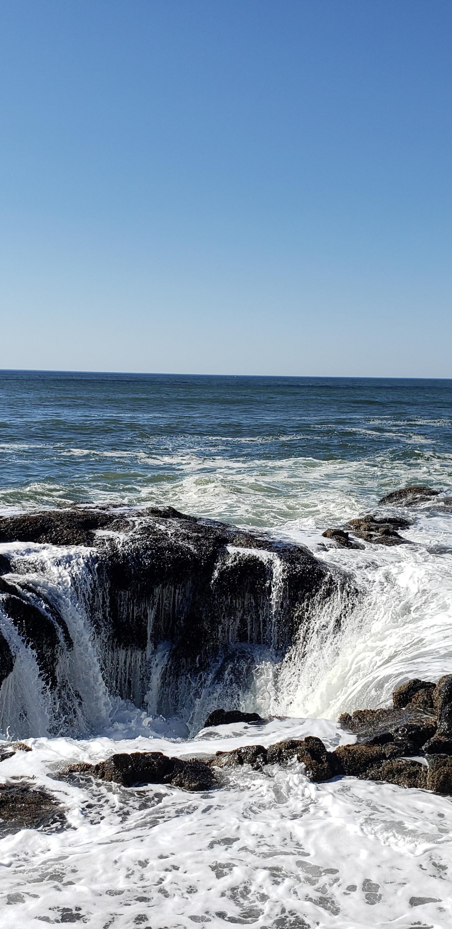 Sea, Cape Perpetua Scenic Area, Thors Well, Water, Fluid. Wallpaper in 1440x2960 Resolution