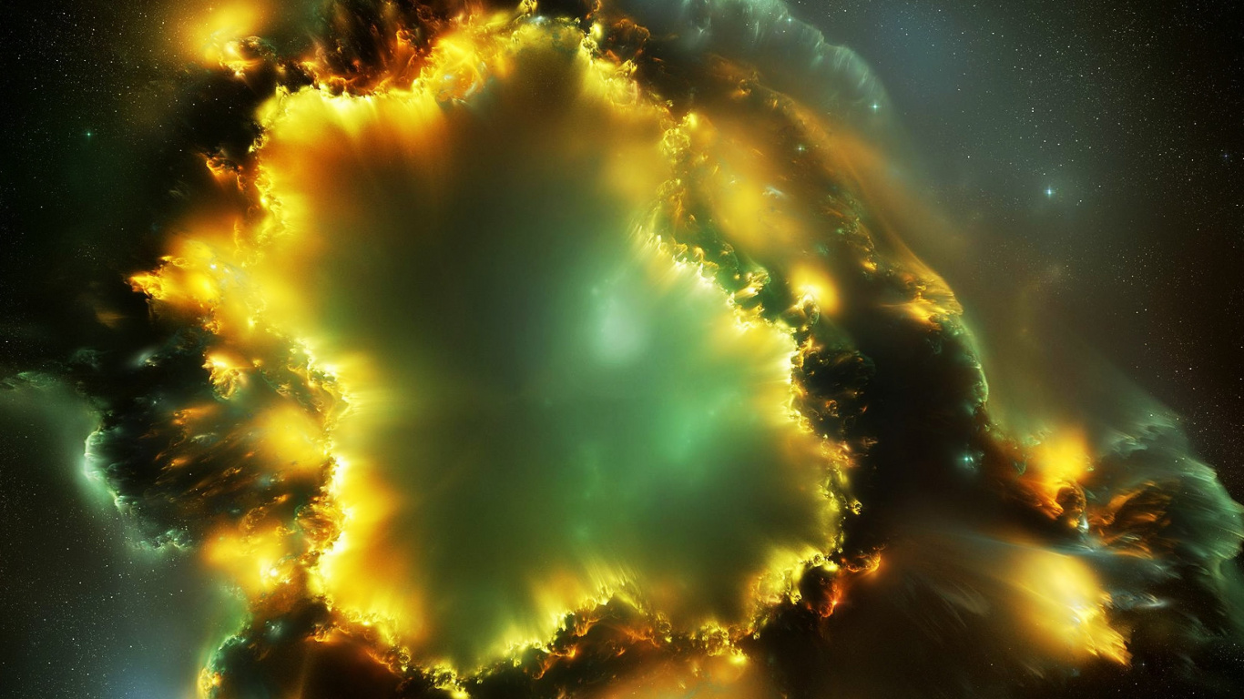 Éclairs Jaunes et Bleus Sur le Ciel. Wallpaper in 1366x768 Resolution