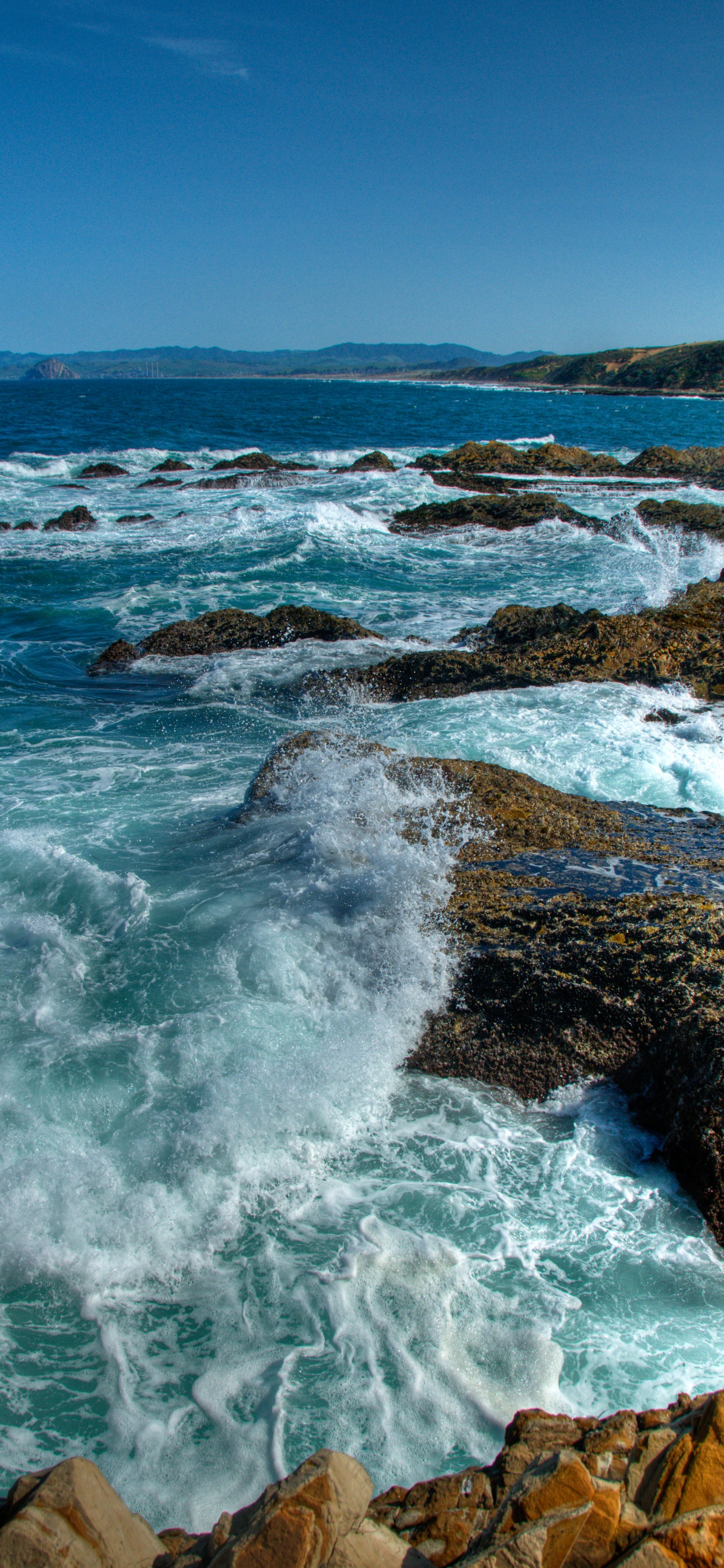 Sea, Microsoft Azure, Promontory, Wind Wave, Water. Wallpaper in 1242x2688 Resolution