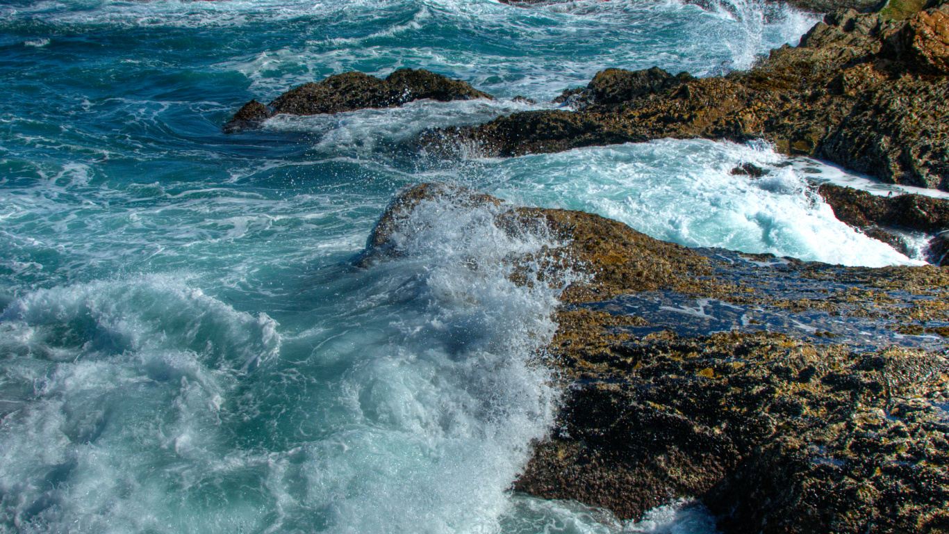 Sea, Microsoft Azure, Promontory, Wind Wave, Water. Wallpaper in 1366x768 Resolution