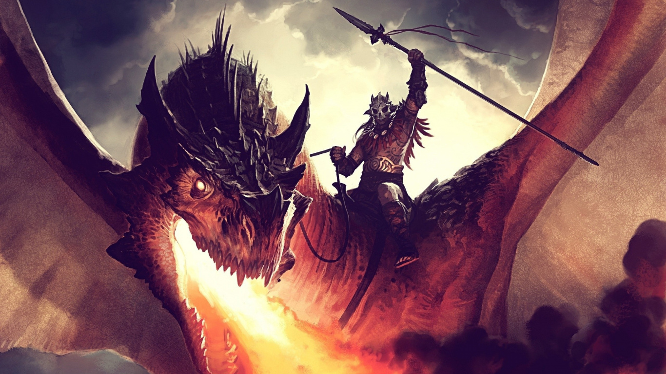 Dragon, Legendäre Kreatur, Dämonen, Fabelwesen, Mythologie. Wallpaper in 1366x768 Resolution