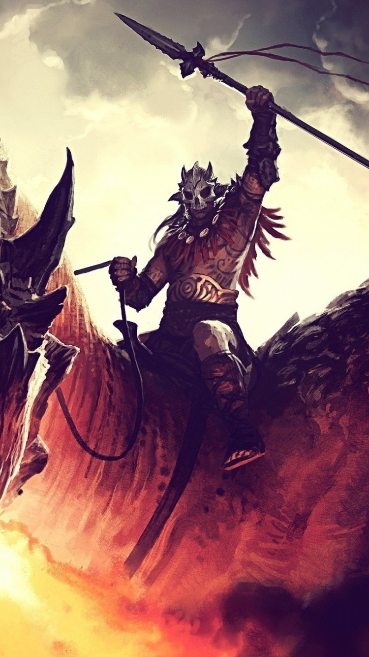 Dragon Rider, Dragon, Legendary Creature, Fantasy, Demon. Wallpaper in 750x1334 Resolution