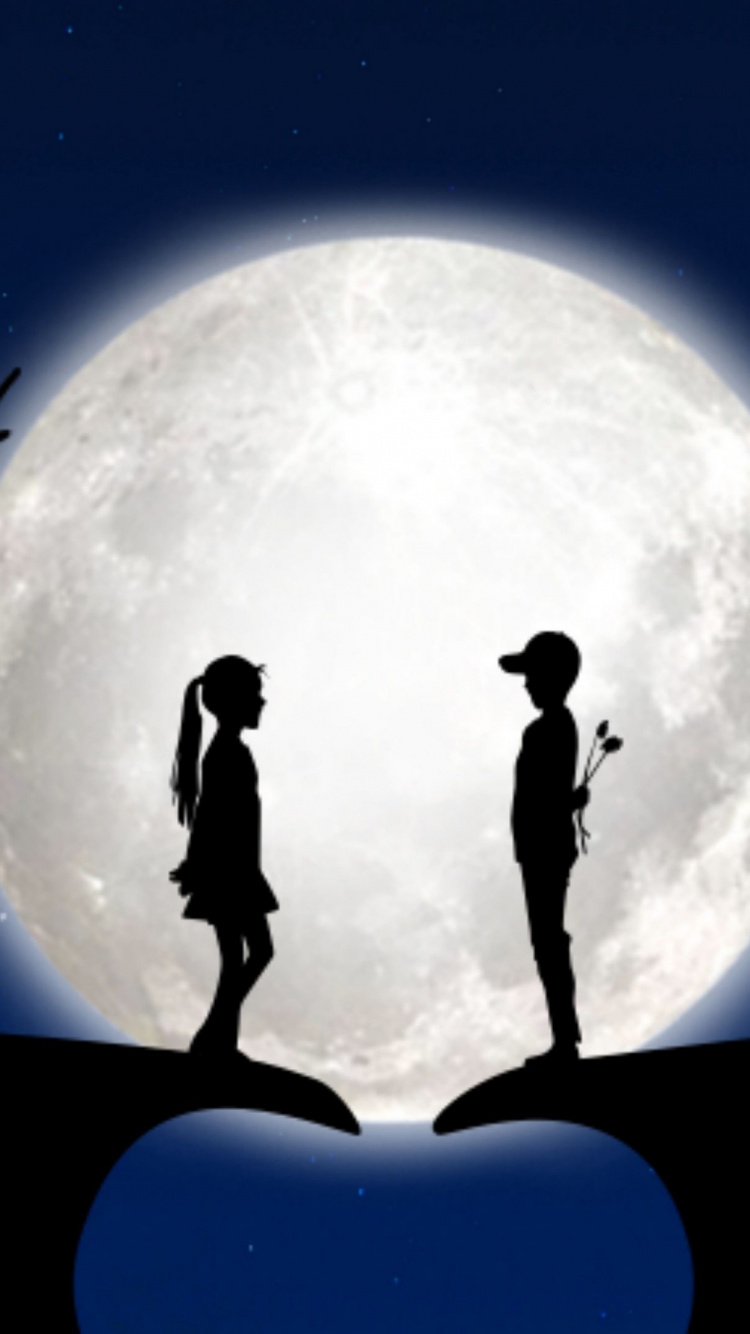 Luna, Romanticismo, Bicicleta, Ambiente, Rueda. Wallpaper in 750x1334 Resolution