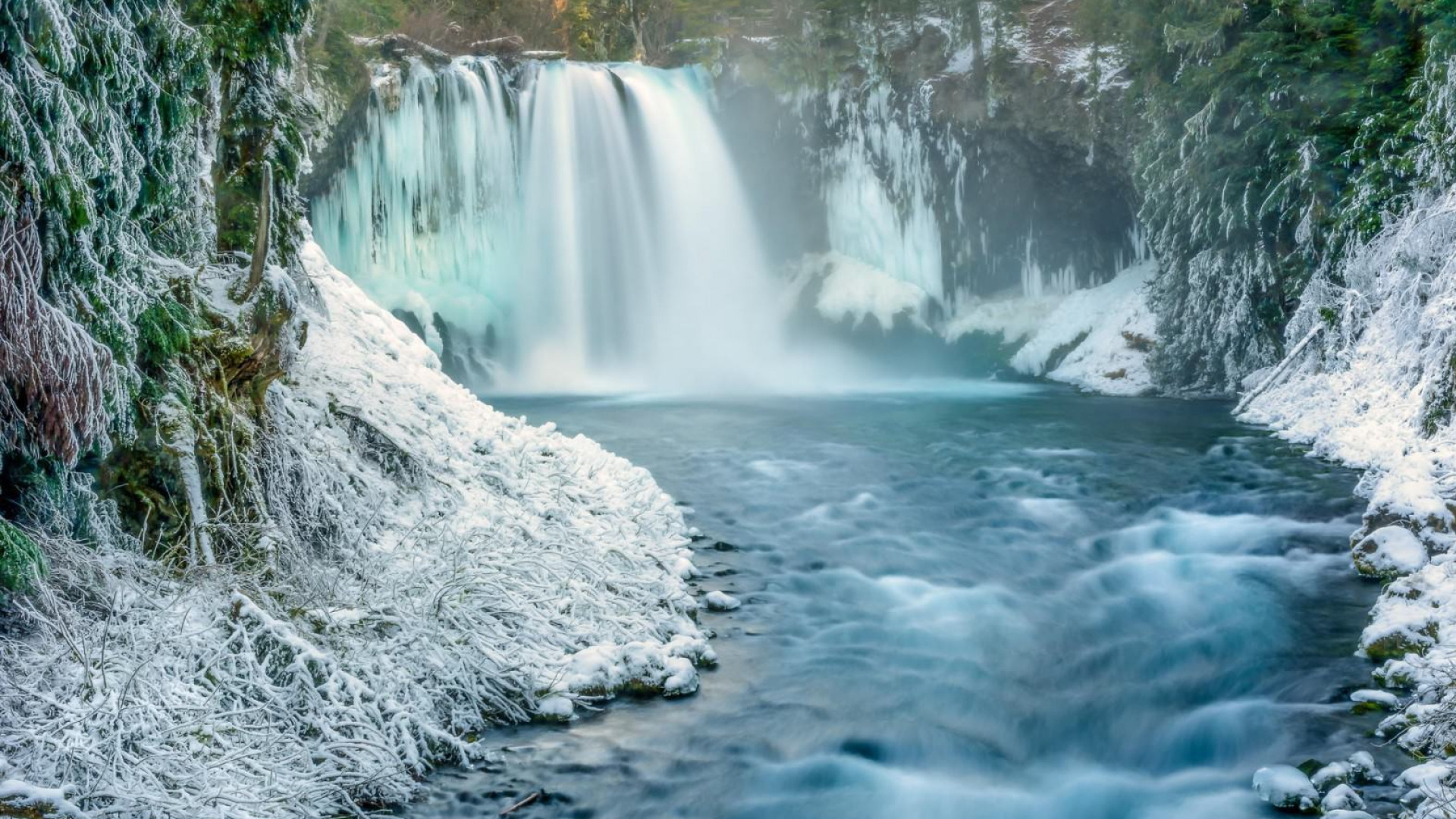 Water Falls on Rocky Mountain. Wallpaper in 1920x1080 Resolution