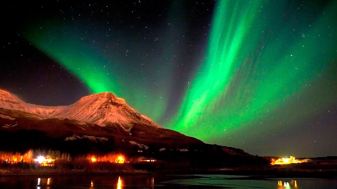 Aurora, Lumière, Nature, Paysage Naturel, Réflexion. Wallpaper in 1366x768 Resolution