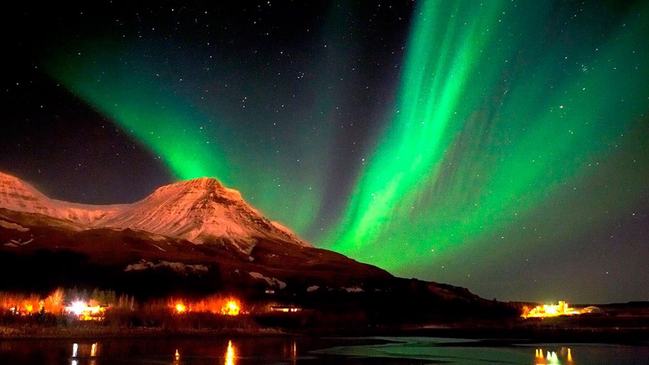 Aurora, Light, Nature, Natural Landscape, Reflection. Wallpaper in 1280x720 Resolution