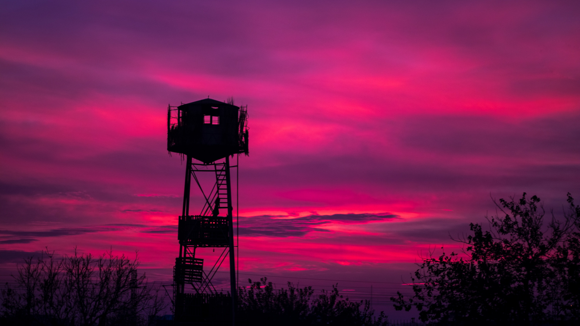日落, 红色的, 余辉, 紫色的, 粉红色 壁纸 1920x1080 允许