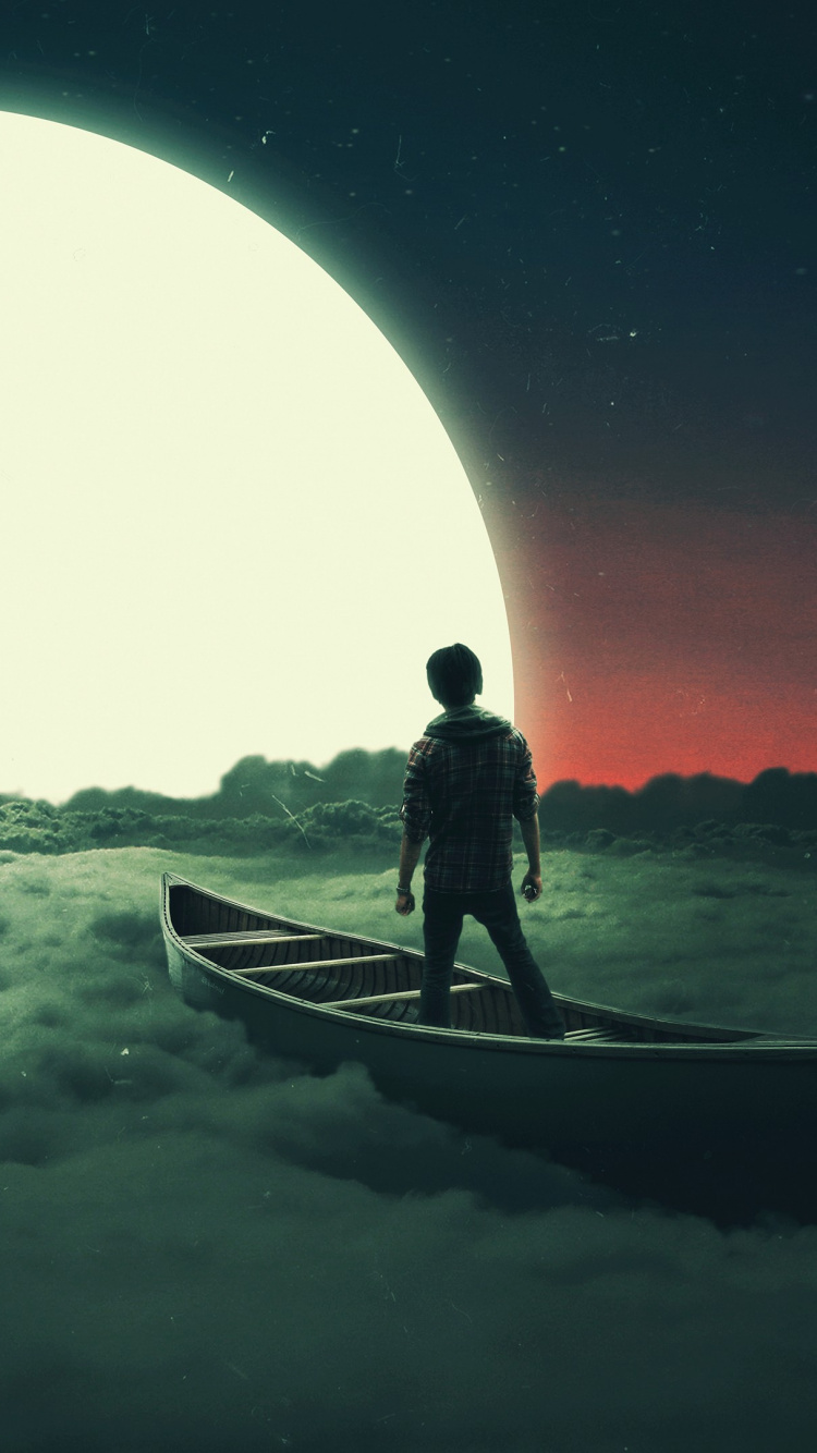 Rêve, Atmosphère, Bateau, Objet Astronomique, Les Gens Dans la Nature. Wallpaper in 750x1334 Resolution