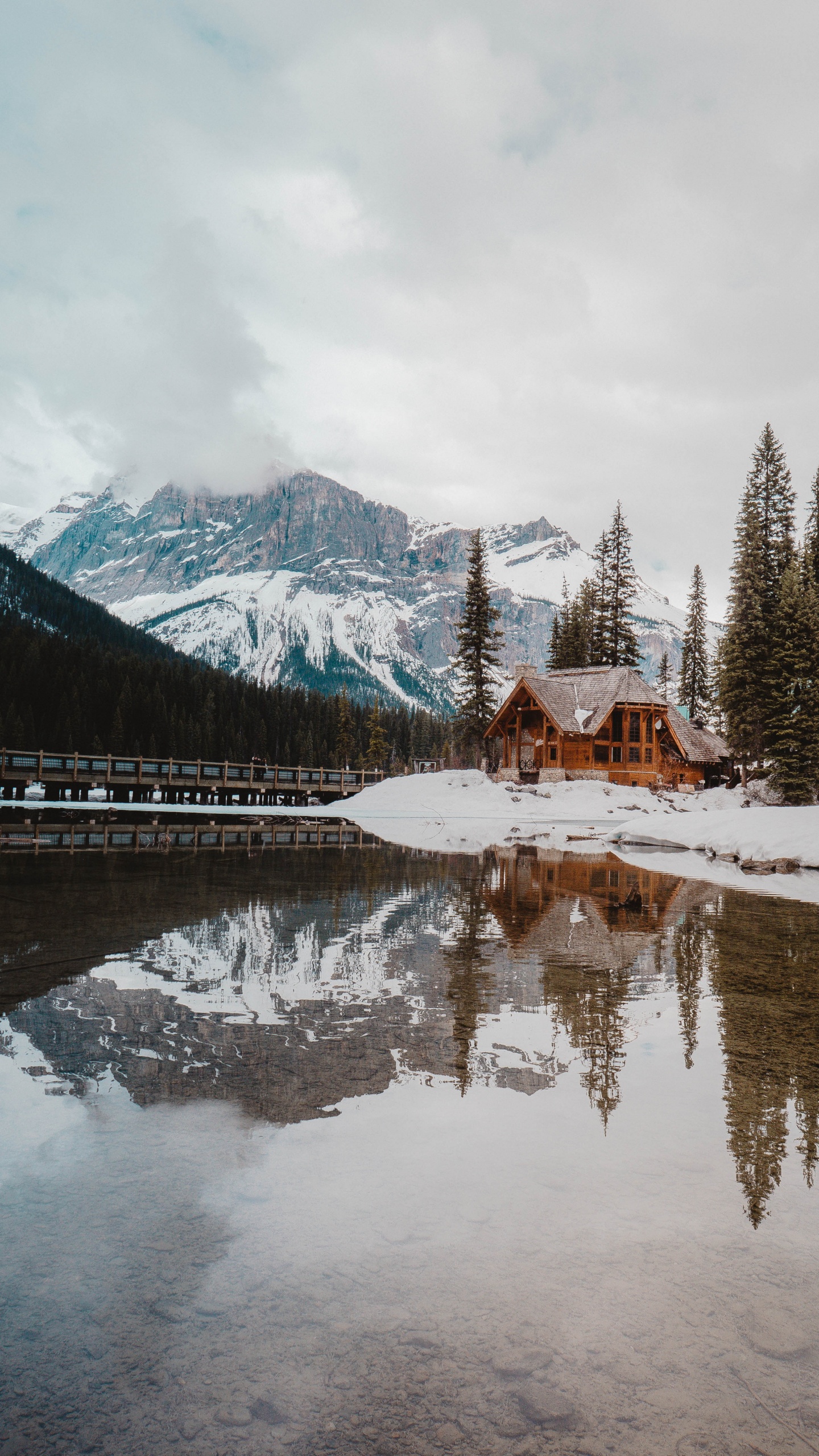 Mountain, Mountain Range, Reflection, Snow, Winter. Wallpaper in 1440x2560 Resolution