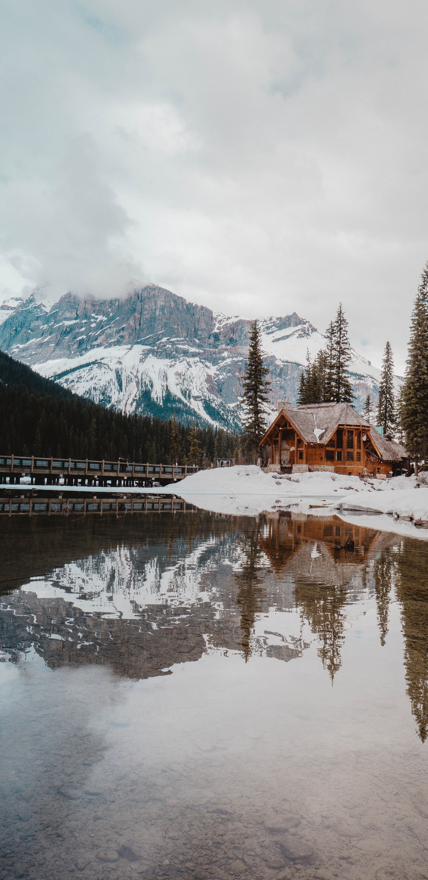 Mountain, Mountain Range, Reflection, Snow, Winter. Wallpaper in 1440x2960 Resolution