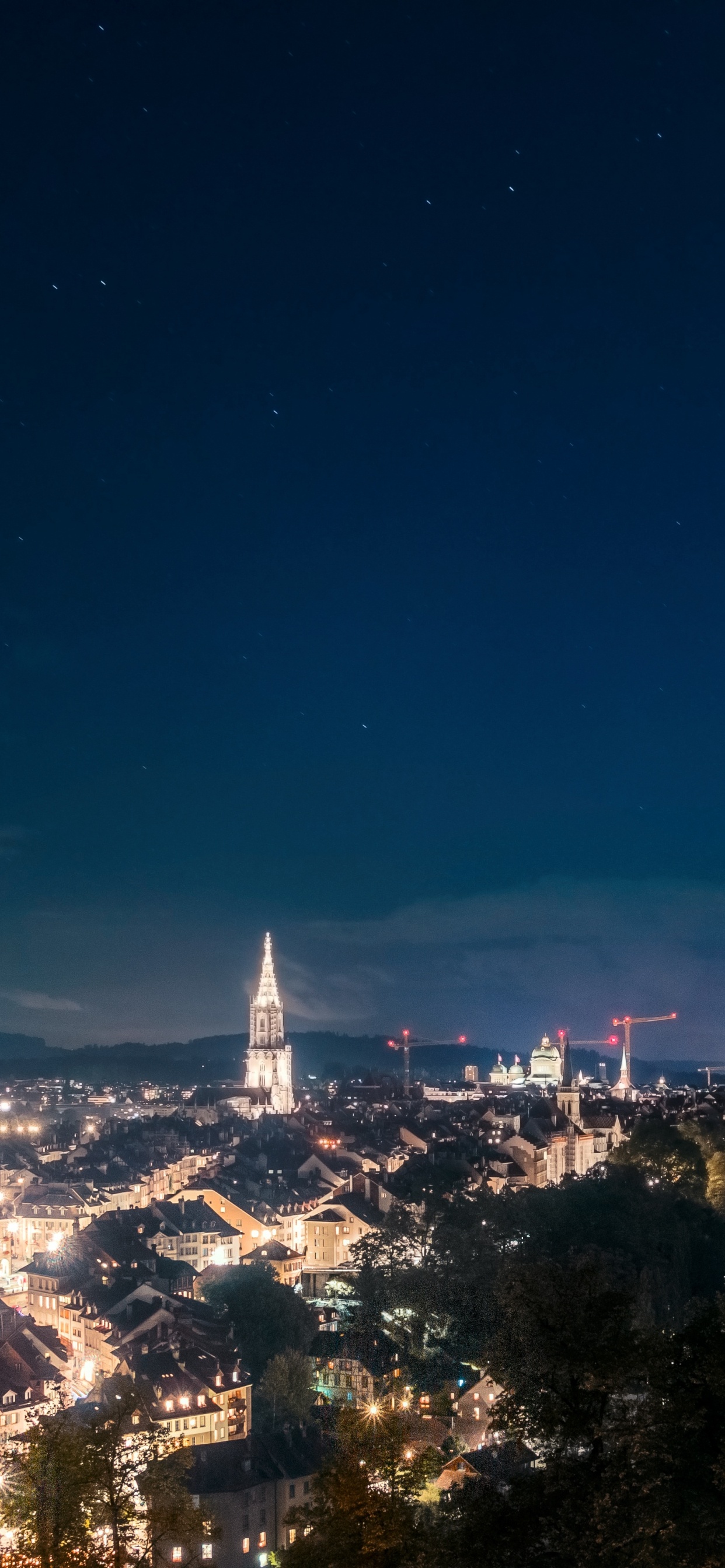 Skyline Der Stadt Bei Nacht Night. Wallpaper in 1242x2688 Resolution