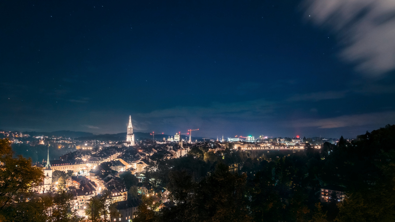 City Skyline During Night Time. Wallpaper in 1280x720 Resolution