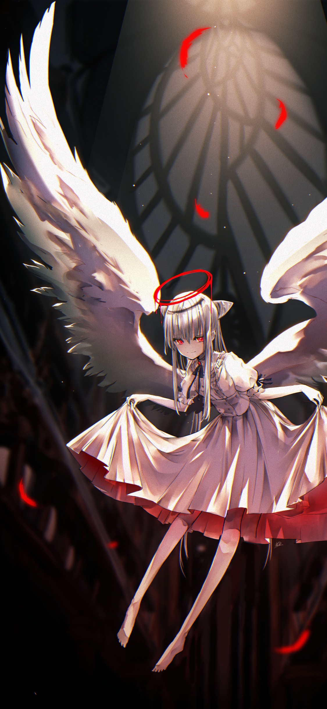 Cartoon, Art, Supernatural Creature, Wing, Darkness. Wallpaper in 1125x2436 Resolution