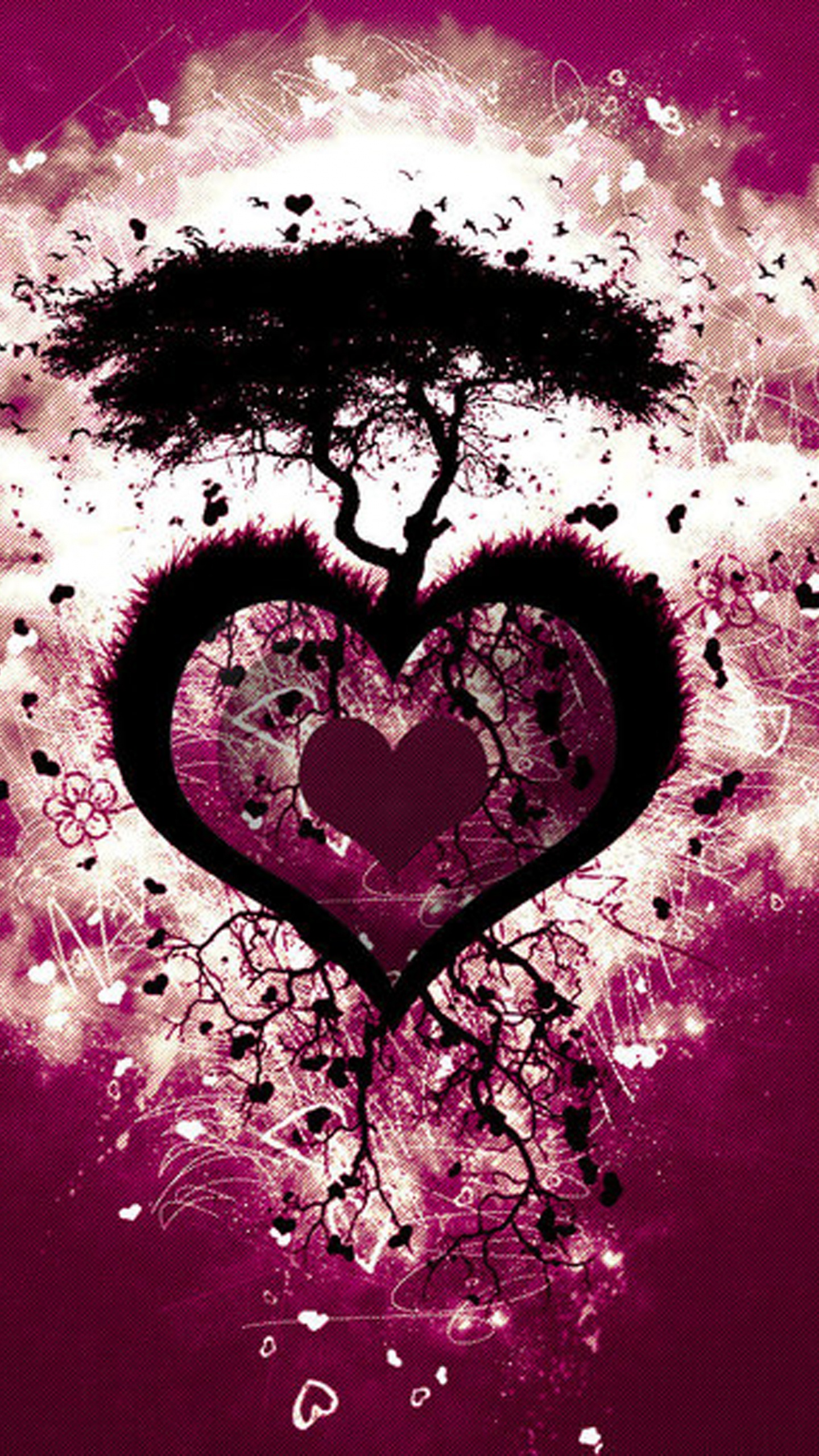 Ilustración en Forma de Corazón Rosa y Blanco. Wallpaper in 1440x2560 Resolution
