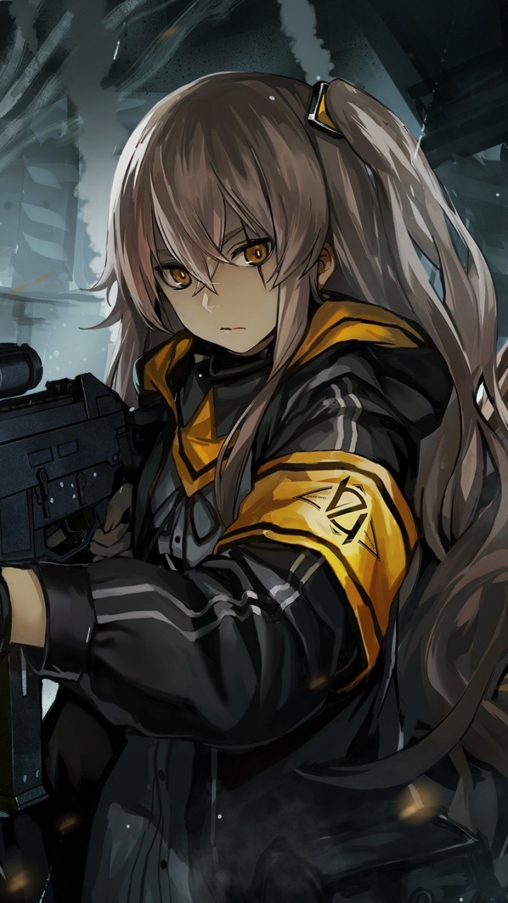 Blonde Haired Male Anime Character Holding Rifle. Wallpaper in 720x1280 Resolution