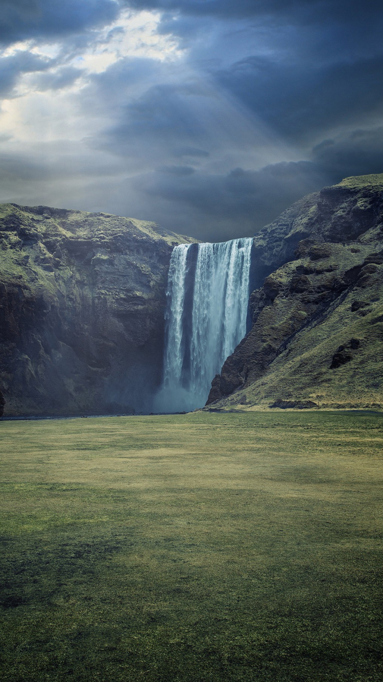 Skgafoss, 性质, 水资源, 气氛, 高地 壁纸 750x1334 允许