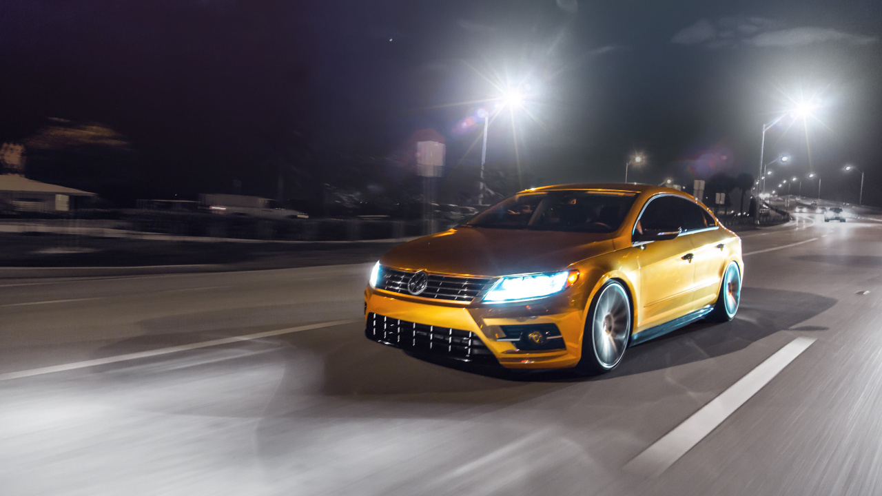 Yellow Chevrolet Camaro on Road During Night Time. Wallpaper in 1280x720 Resolution