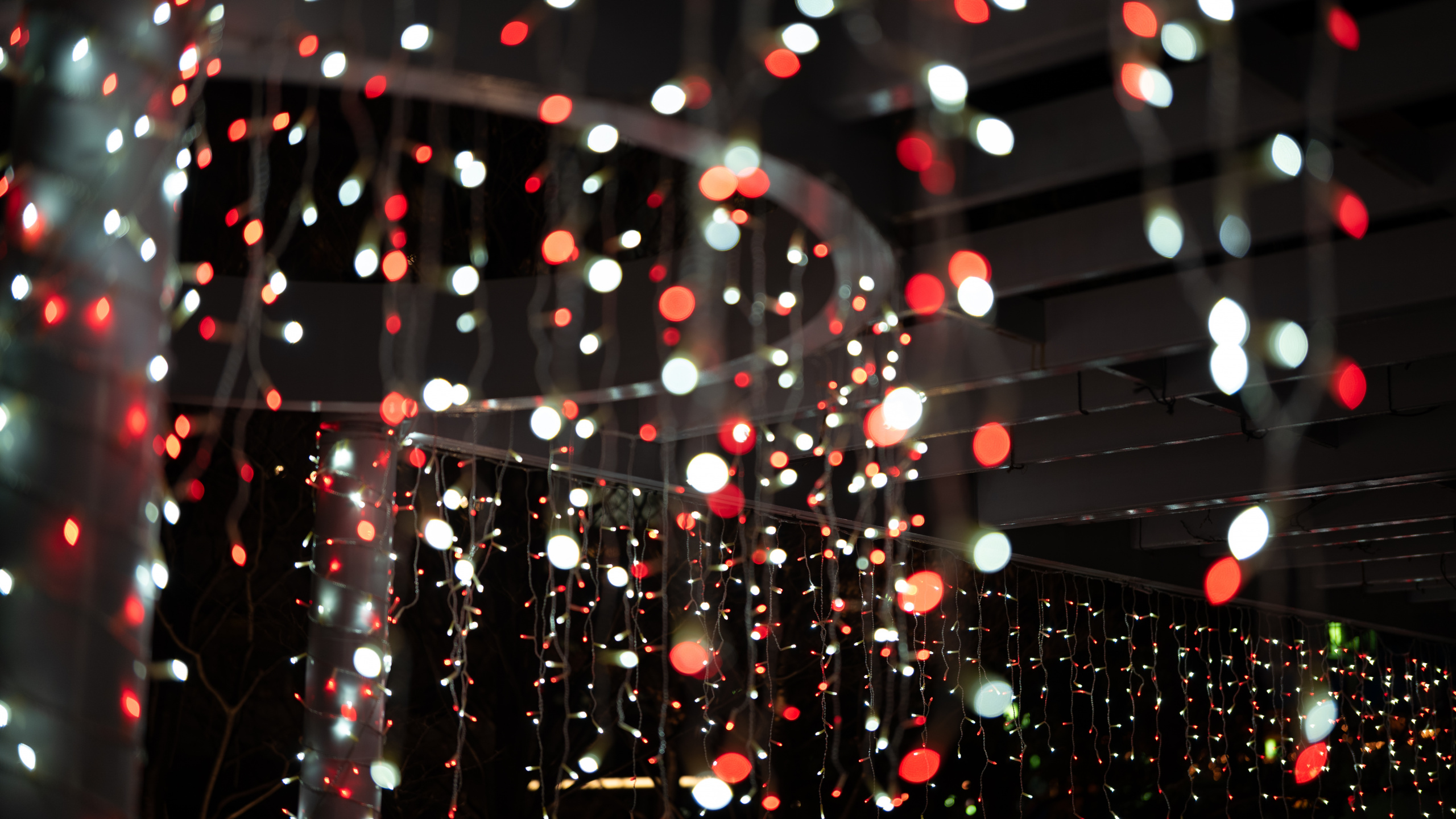 Red and White String Lights. Wallpaper in 2560x1440 Resolution