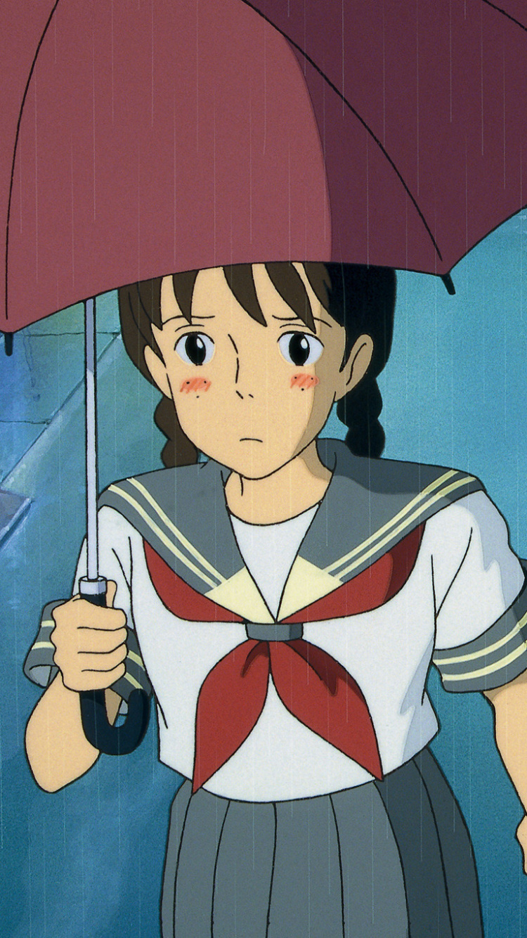 Femme en Uniforme Scolaire Blanc et Noir Tenant Une Peinture Parapluie. Wallpaper in 750x1334 Resolution