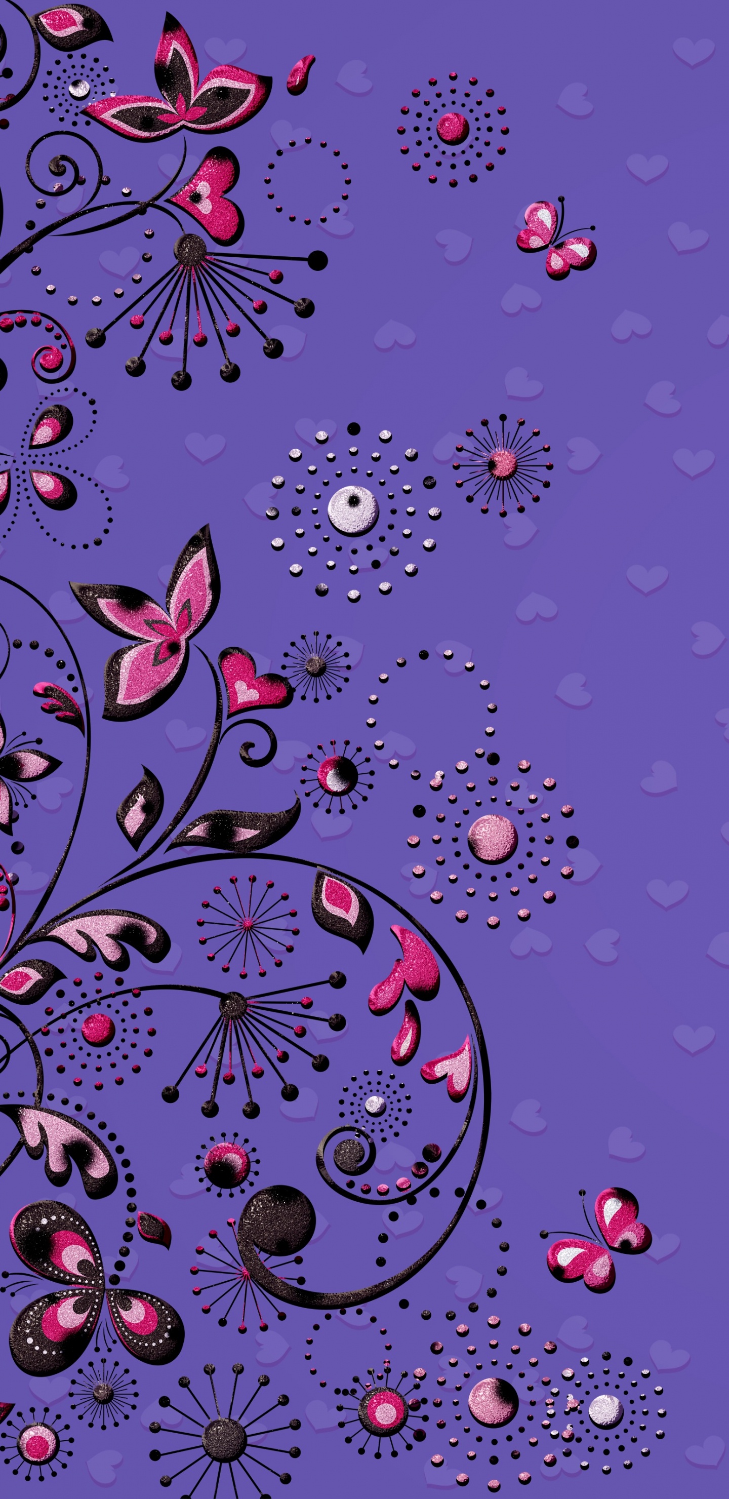 Purple and Pink Floral Textile. Wallpaper in 1440x2960 Resolution