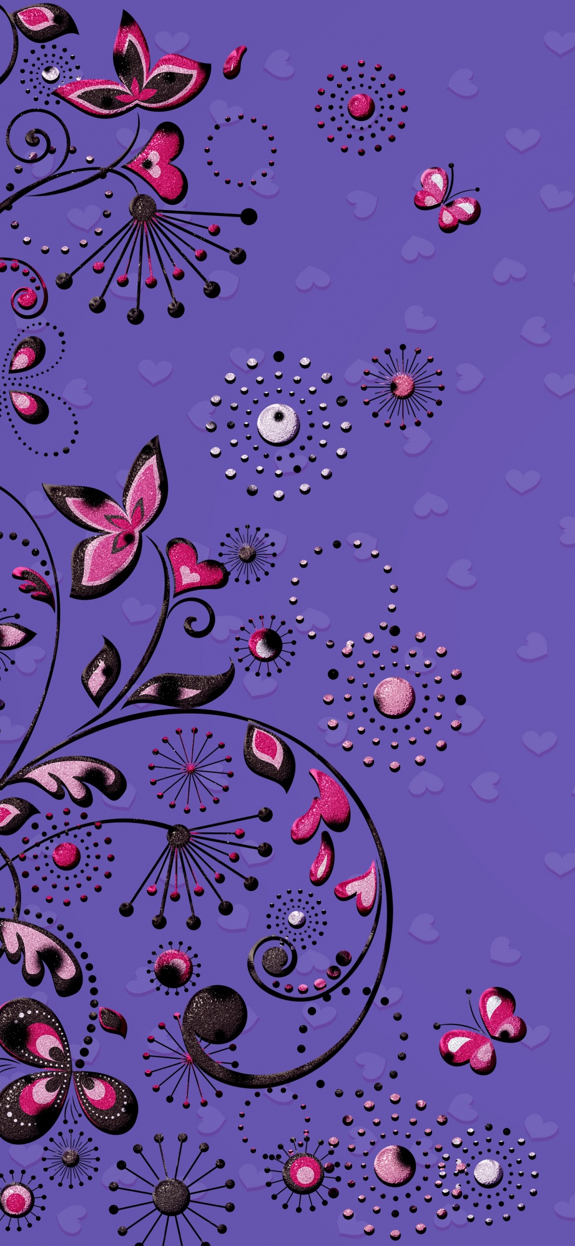 Textile Floral Violet et Rose. Wallpaper in 1125x2436 Resolution
