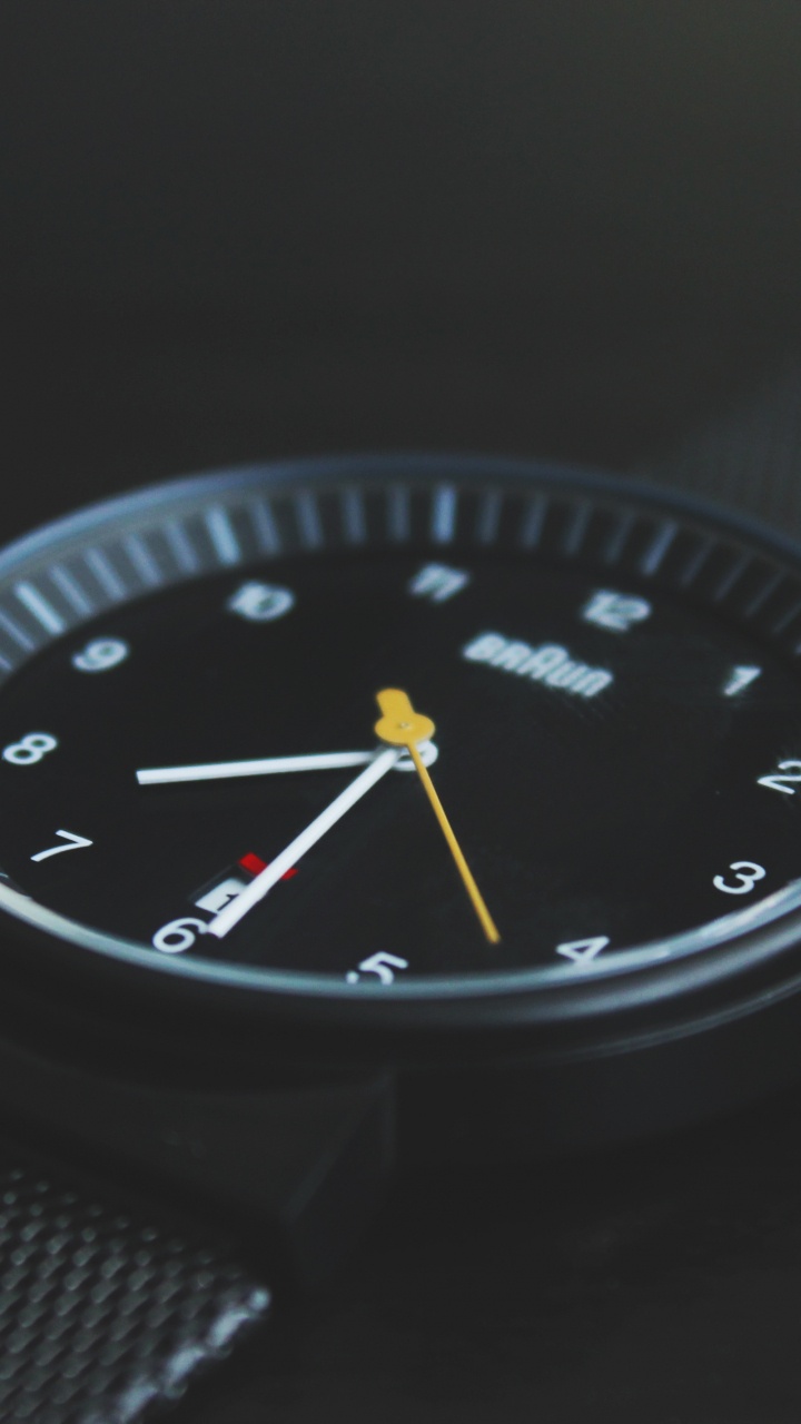 Black Analog Watch at 10 00. Wallpaper in 720x1280 Resolution