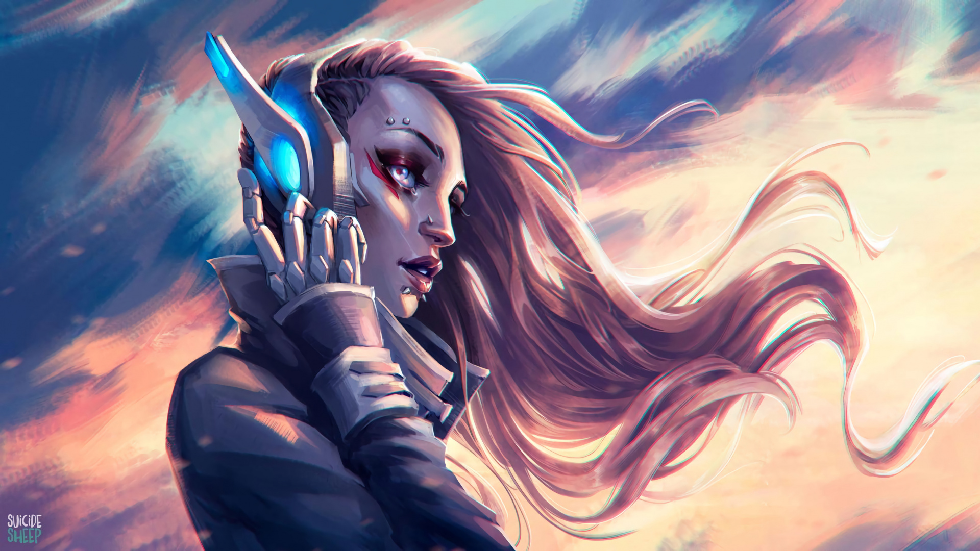 Frau im Schwarzen Langarmhemd Anime-Charakter. Wallpaper in 1920x1080 Resolution