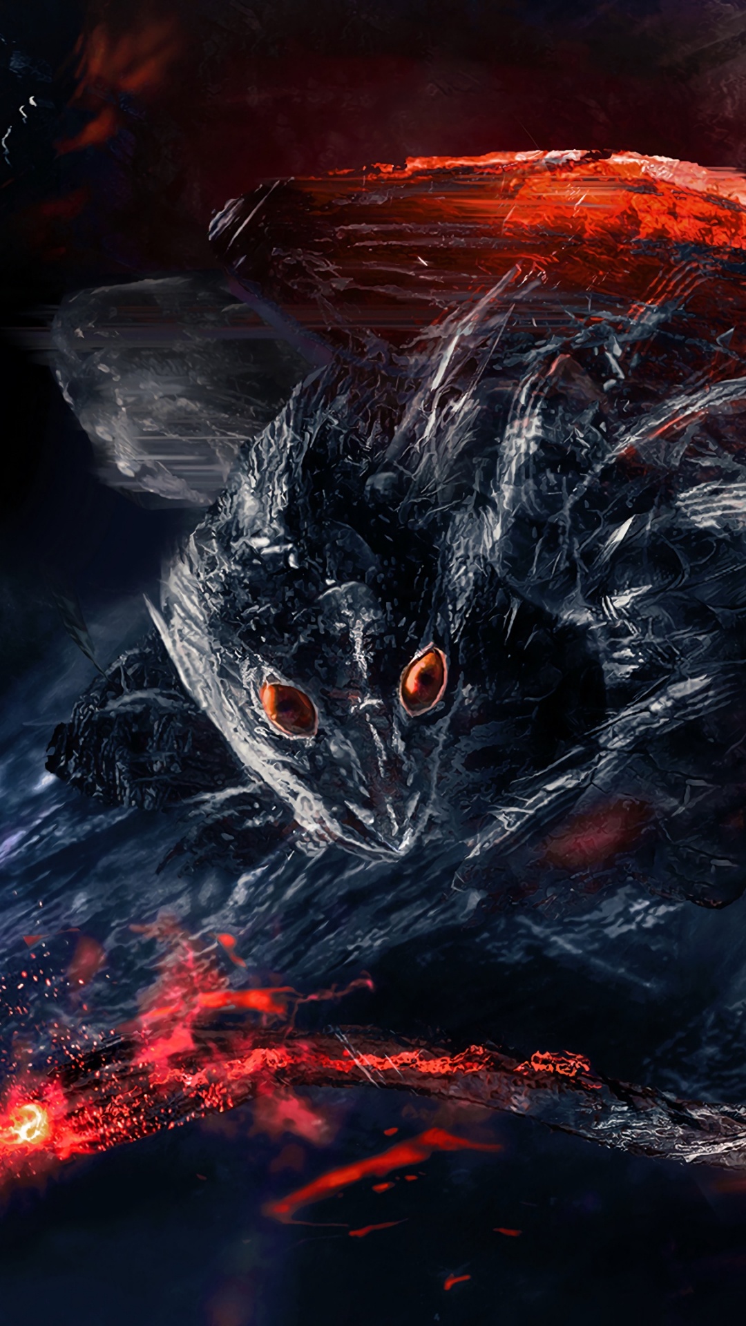 Pintura Abstracta Negra y Naranja. Wallpaper in 1080x1920 Resolution