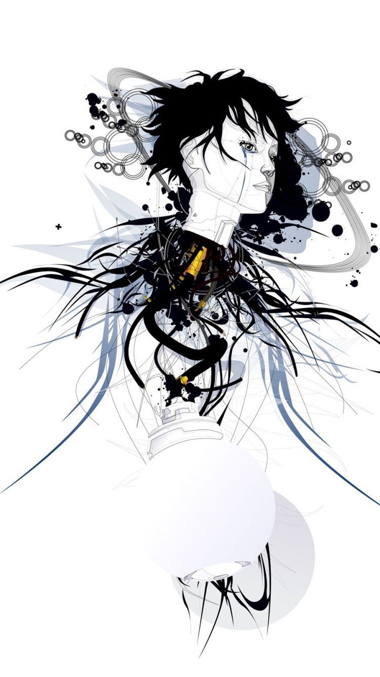 Pintura Abstracta en Blanco y Negro. Wallpaper in 750x1334 Resolution