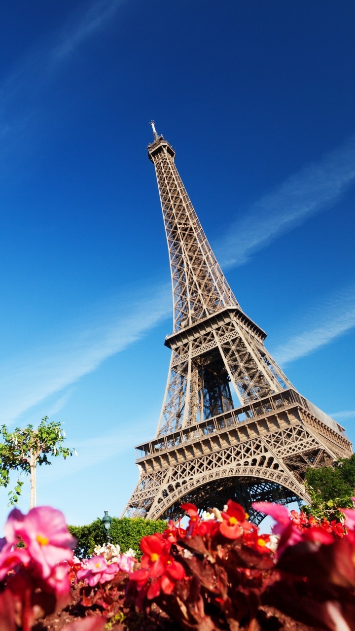 Eiffelturm Tagsüber Unter Blauem Himmel. Wallpaper in 720x1280 Resolution