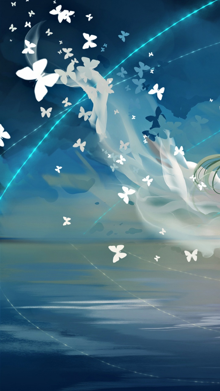 Ilustración de Humo Blanco y Azul. Wallpaper in 720x1280 Resolution