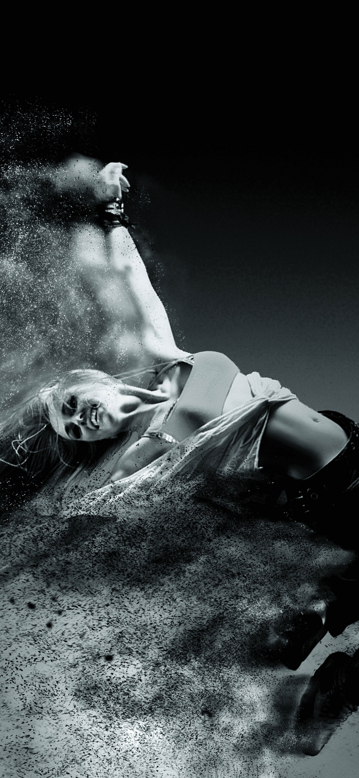 Man in Black Jacket and Pants Lying on Water. Wallpaper in 1242x2688 Resolution