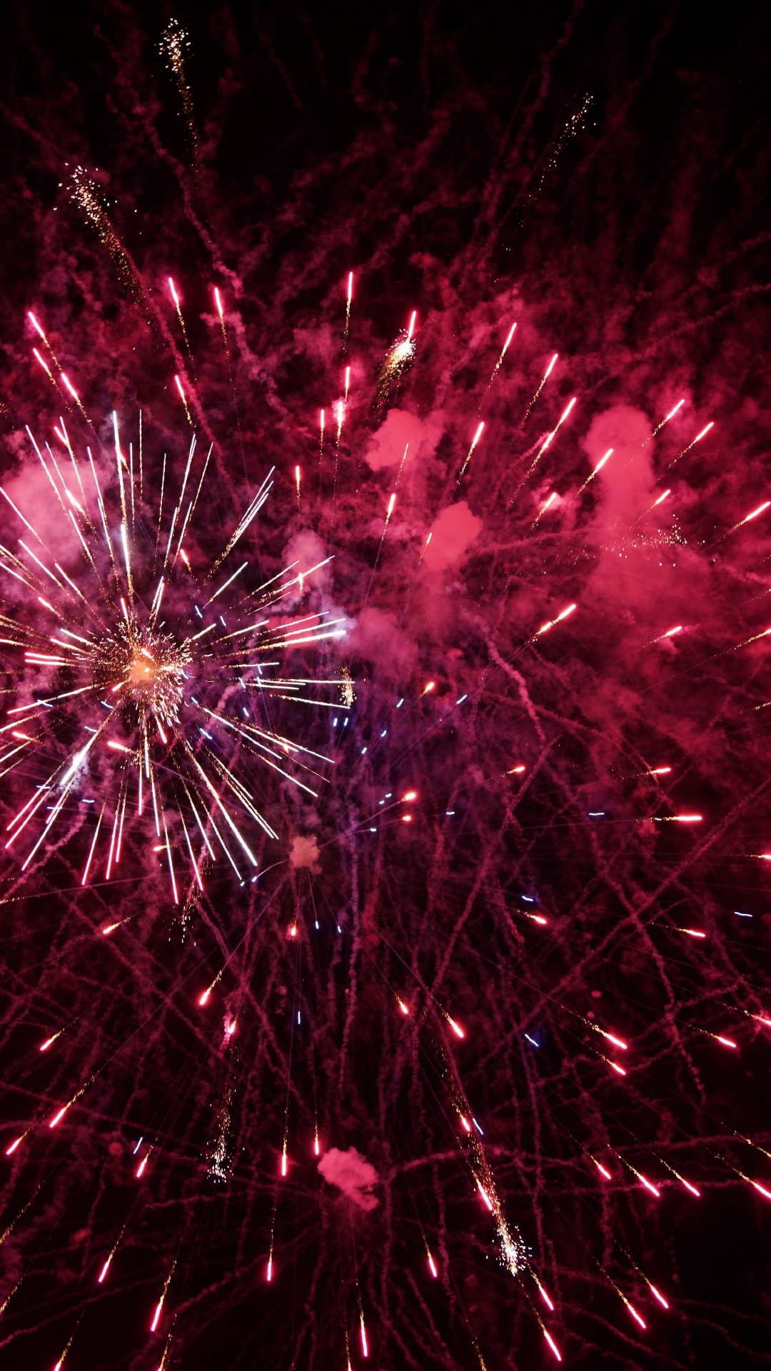 Fireworks, Pink, New Years Day, Red, Night. Wallpaper in 1080x1920 Resolution